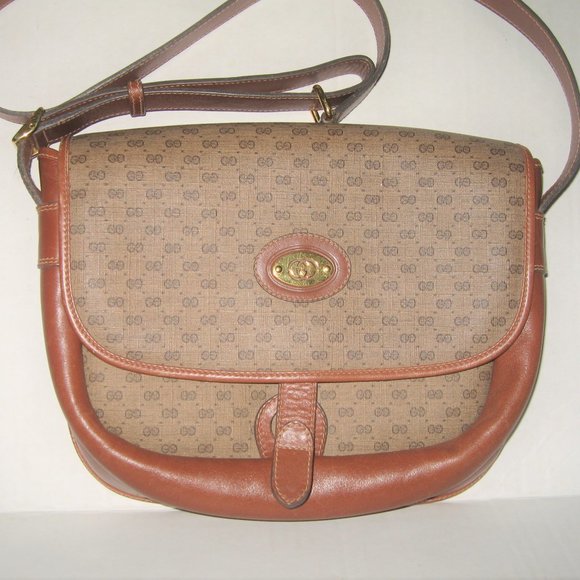 ❤️GUCCI Micro G Logo Print Brown Flap Crossbody Purse - Picture 1 of 14